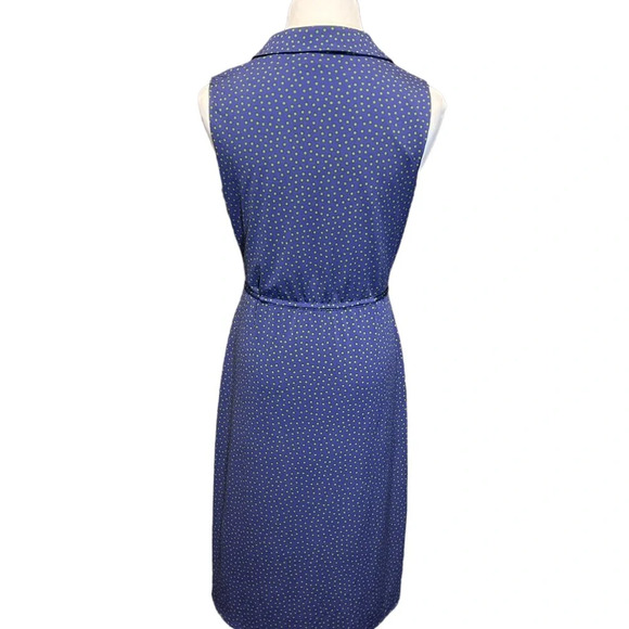 Nicole Miller Navy Dress with Green Polka Dots - Picture 7 of 10